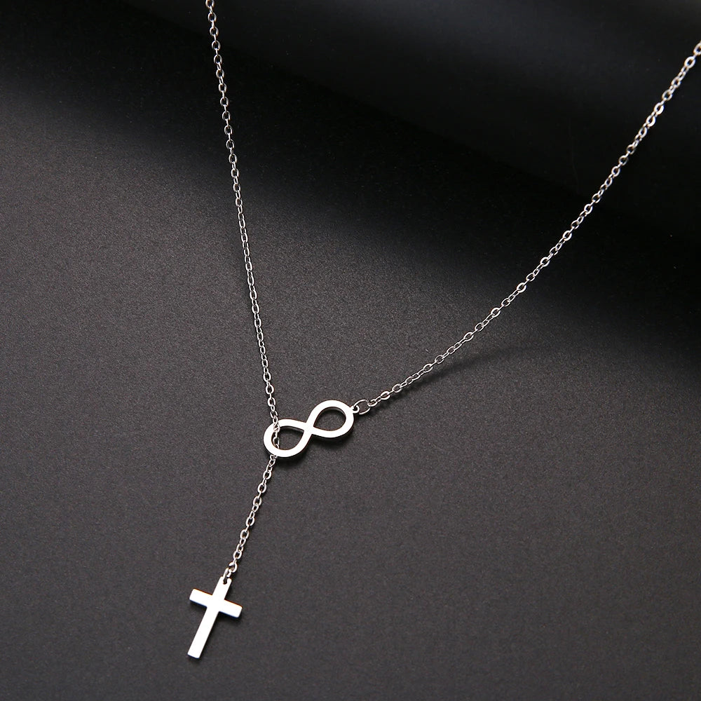 CACANA Long Pendant cross And Digital 8 Necklaces Pendants For Women