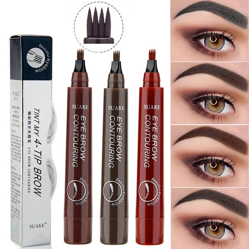 4 Points Eyebrow Pen 5 Colors Liquid Brow Pencil Dark Brown Microblading Eyebrow Pencil Waterproof Eyebrow Tattoo Pen Cosmetic