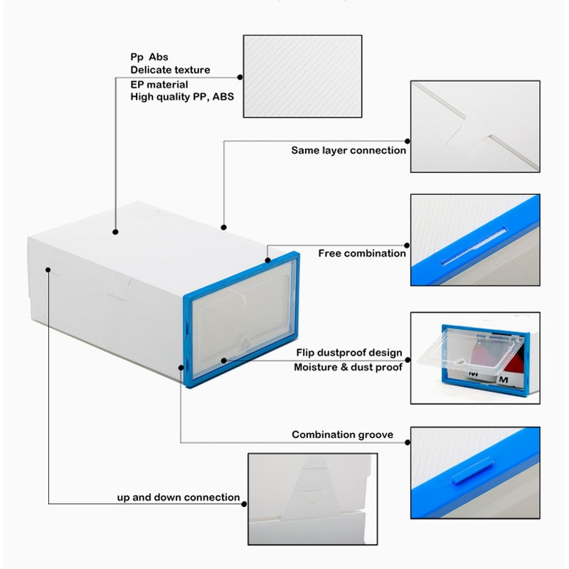 6Packs Transparent Shoe Box Shoes Organizers Plastic