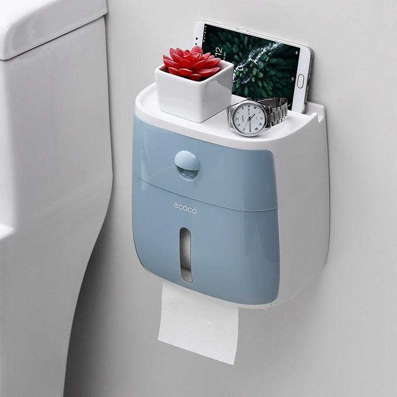 Waterproof Toilet Paper Holder Plastic Paper Towels Holder Wall Mounted Bathroom Shelf  Storage Box Portable Toilet Roll Holder