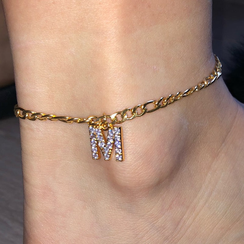 Tiny A-Z Initial Letter Anklets Bracelet