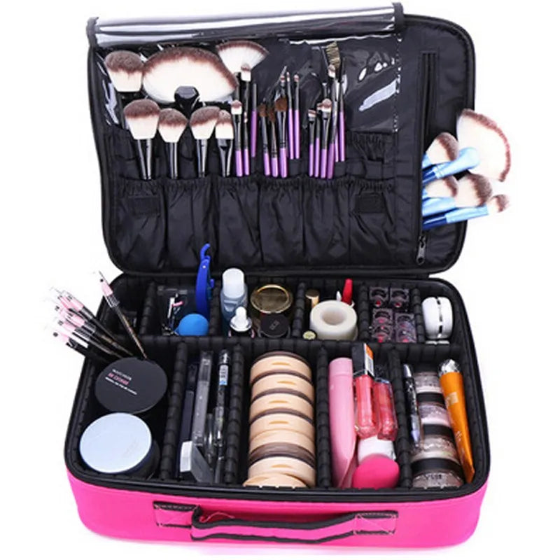 New Upgrade Large Capacity Cosmetic Bag Professional Women Travel Makeup Case