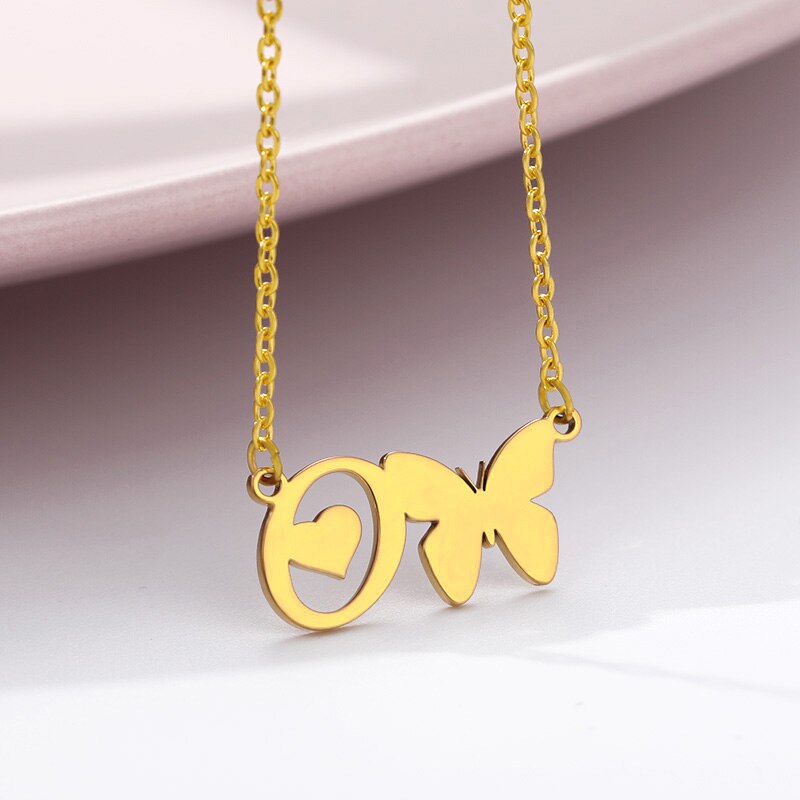 Butterfly letter necklace