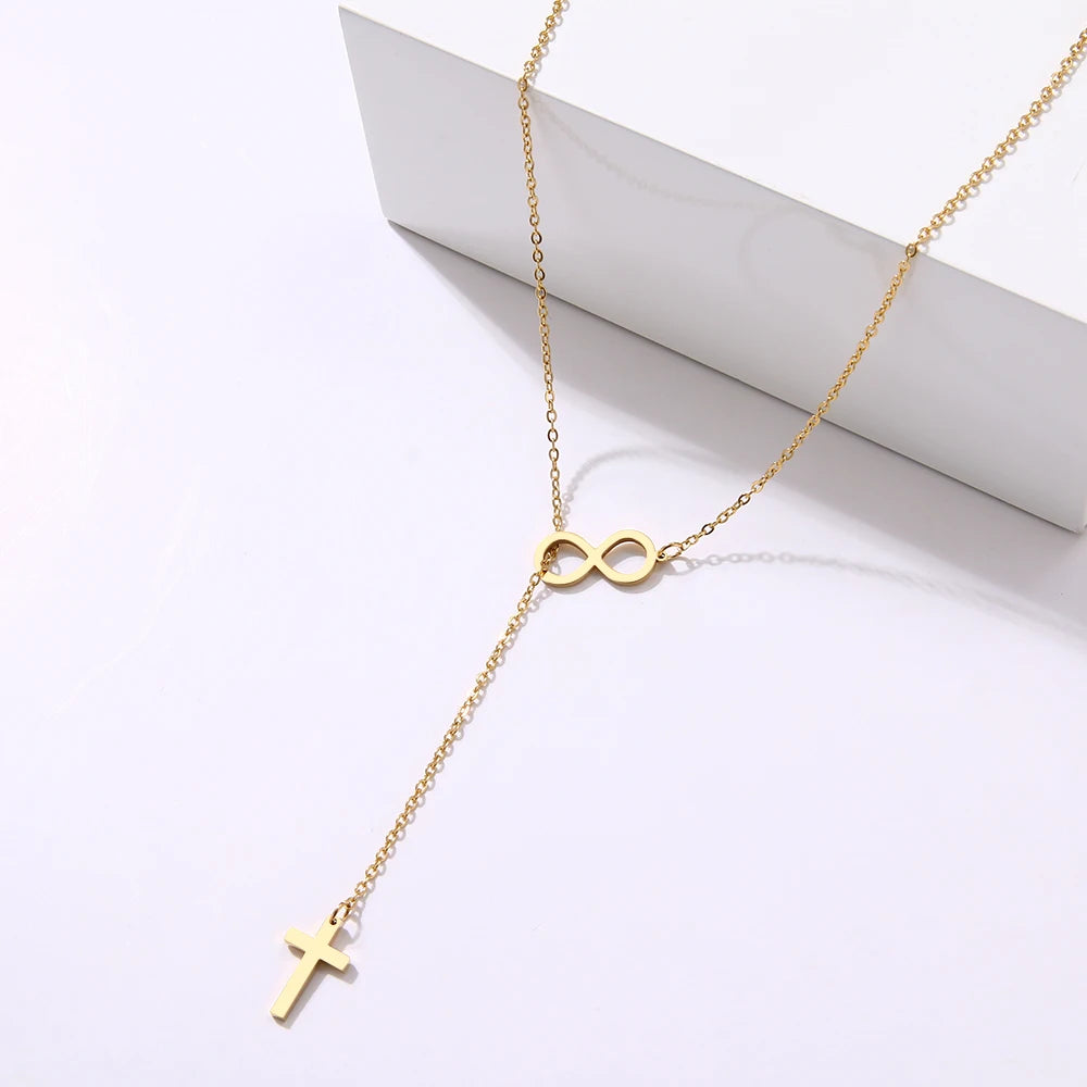 CACANA Long Pendant cross And Digital 8 Necklaces Pendants For Women