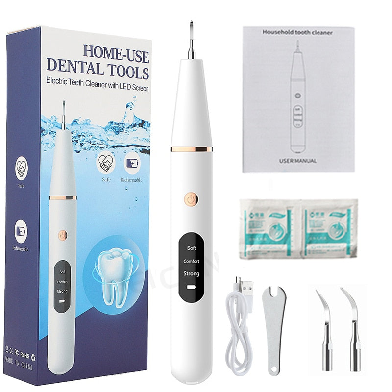 Ultrasonic Dental Scaler For Teeth Tartar Stain Tooth Calculus Remover Electric Sonic Teeth Plaque Cleaner Dental Stone Removal