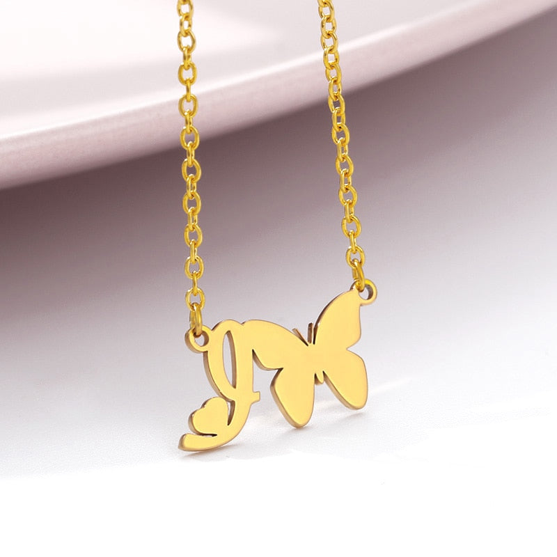 Butterfly letter necklace