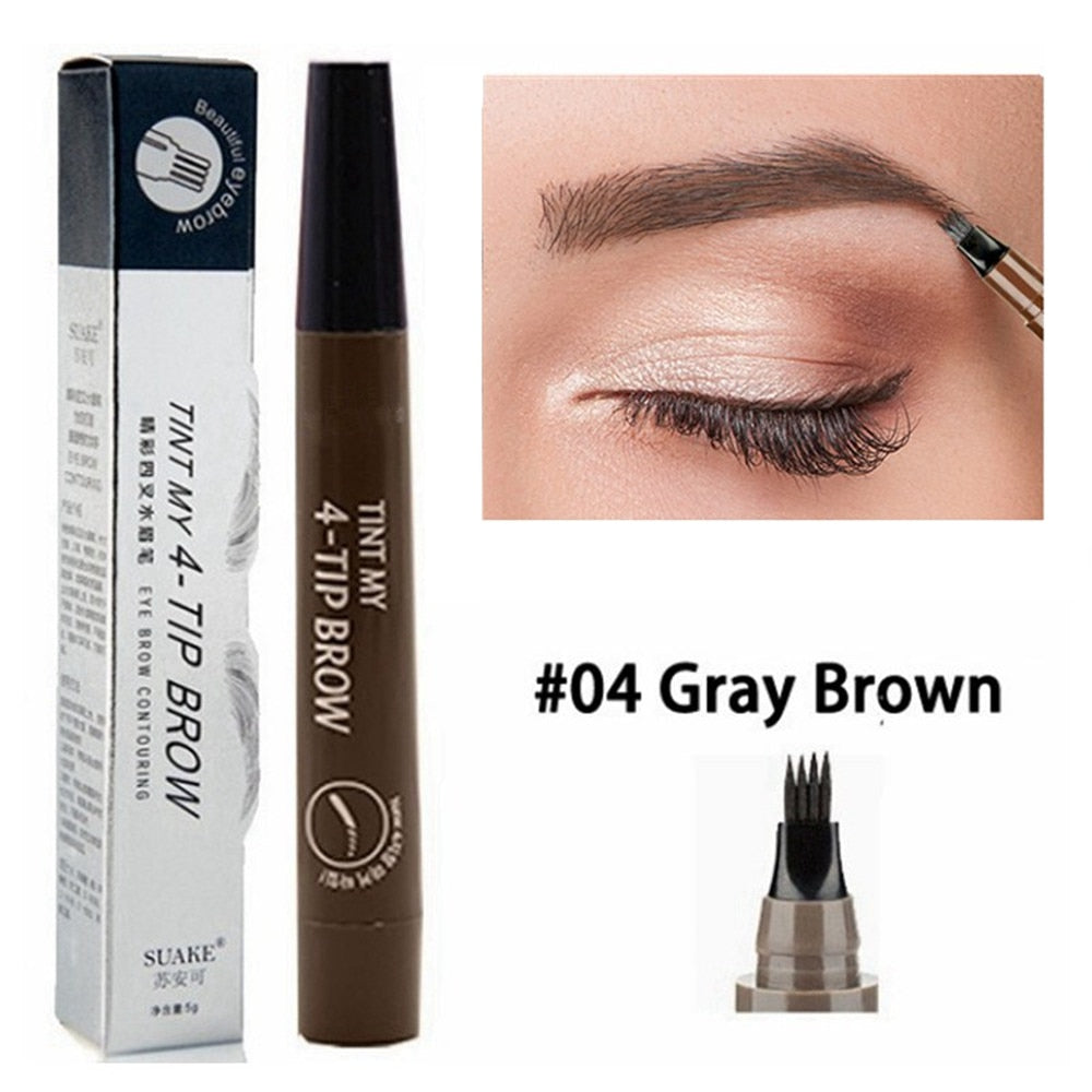 4 Points Eyebrow Pen 5 Colors Liquid Brow Pencil Dark Brown Microblading Eyebrow Pencil Waterproof Eyebrow Tattoo Pen Cosmetic