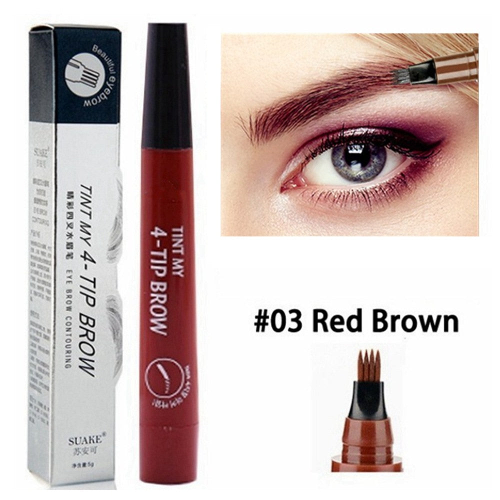 4 Points Eyebrow Pen 5 Colors Liquid Brow Pencil Dark Brown Microblading Eyebrow Pencil Waterproof Eyebrow Tattoo Pen Cosmetic