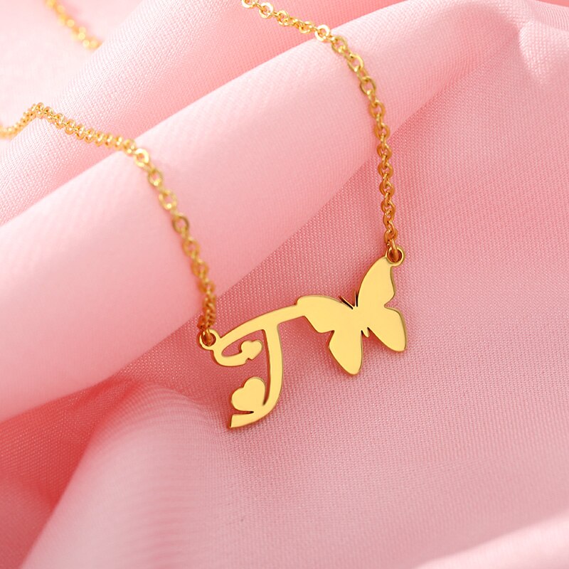 Butterfly letter necklace