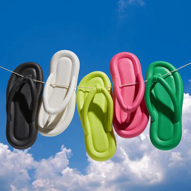 New 2025 Summer Eva Pool Flip Flops Woman Clip Toe Soft Bottom