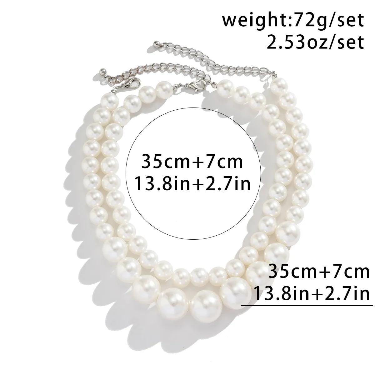 IngeSight.Z Elegant 2pcs/set Imitation Pearl Beaded Choker Necklaces Collar for Women