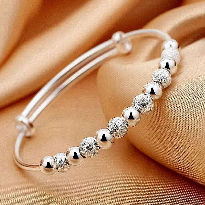 925 Sterling Silver Bangles Bracelet Charms Heart Open for Women Lady Jewelry