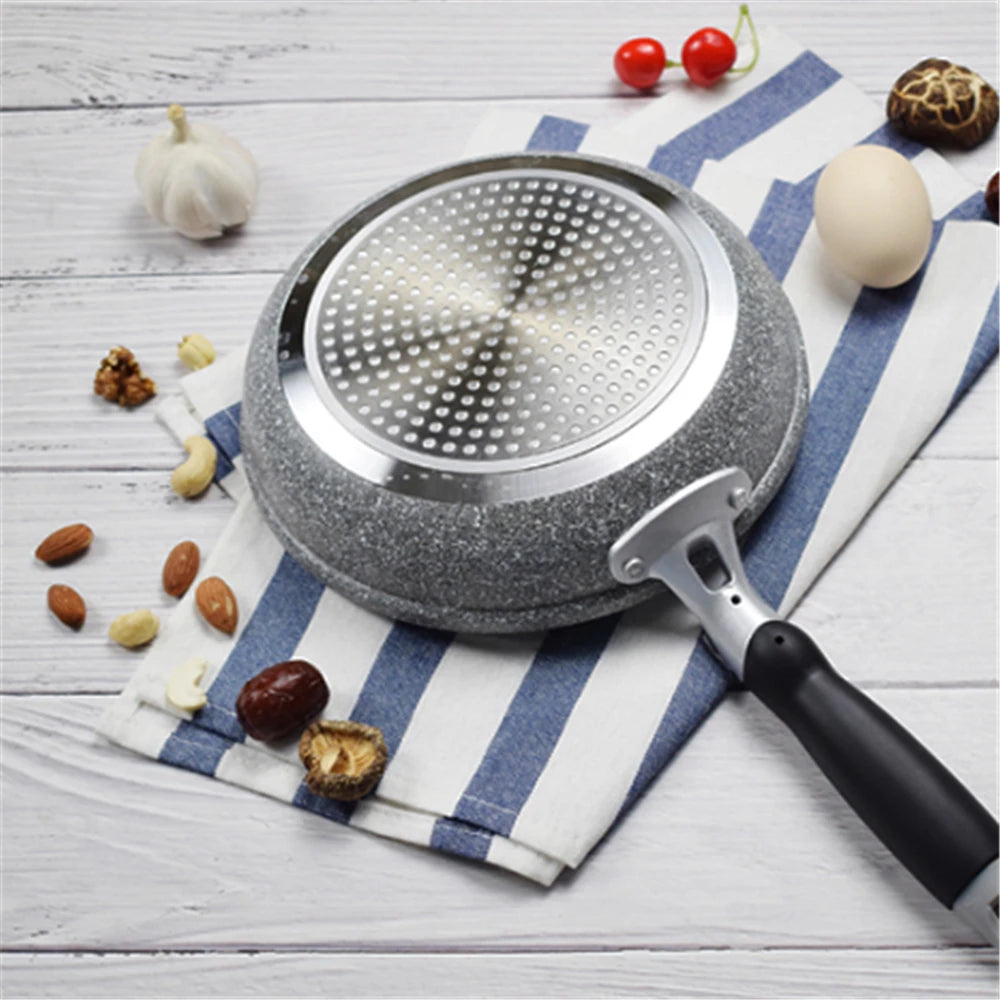 Durable Stone Frying Wok Pan Non-stick Ceramic Pot Induction Fryer Steak Cooking