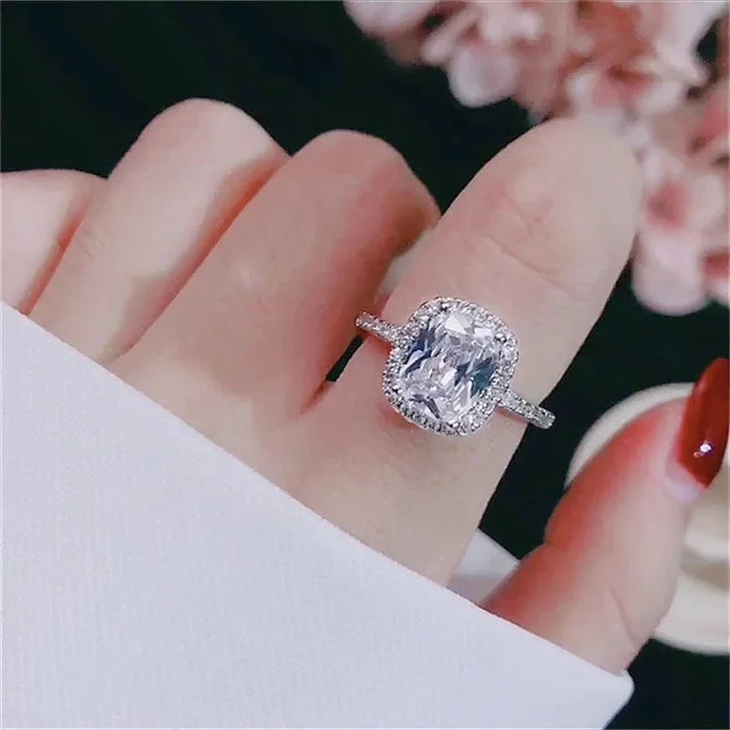 CC Trendy Jewelry Rings For Women Cubic Zirconia Charms Bridal Wedding Engagement White Gold