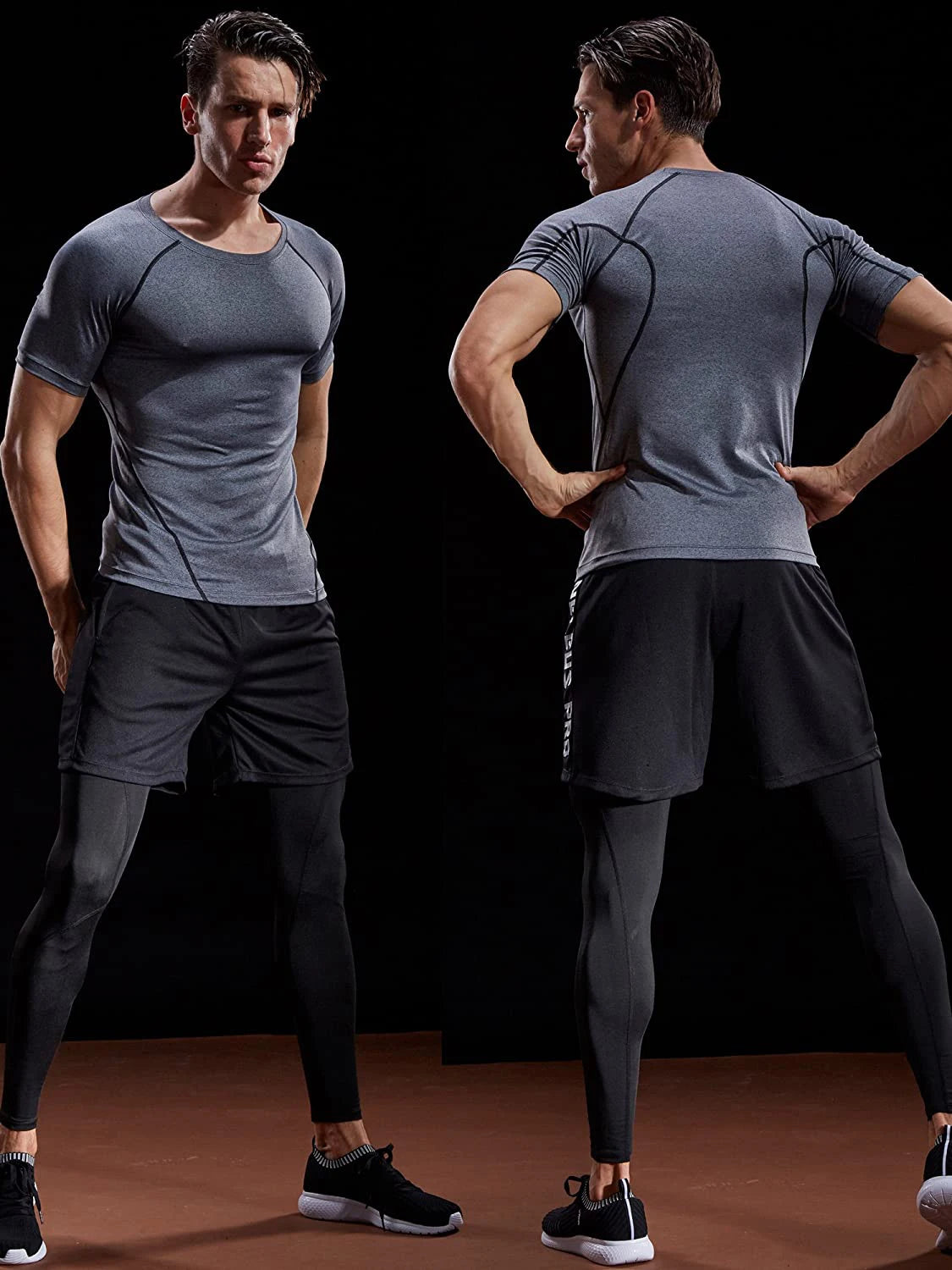 Compression Sportswear Running Elastic Quick Dry Sport Tops Tee Athletic Gym Workout Shirts Men