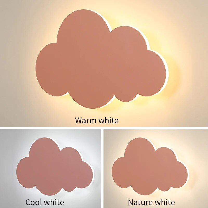 LED Cloud Wall Lamps Modern Living Room Girl Children's Bedroom Kids Acrylic&Iron Minimalist Decoration Blue Pink White110V 220V