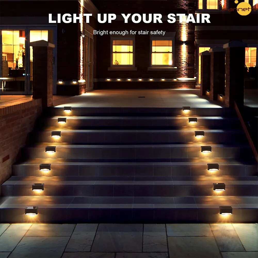 LED Solar Stair Light Solar Path Lamp Waterproof Outdoor LED Lights for Garden Pathway Yard Patio Steps Fence Deck