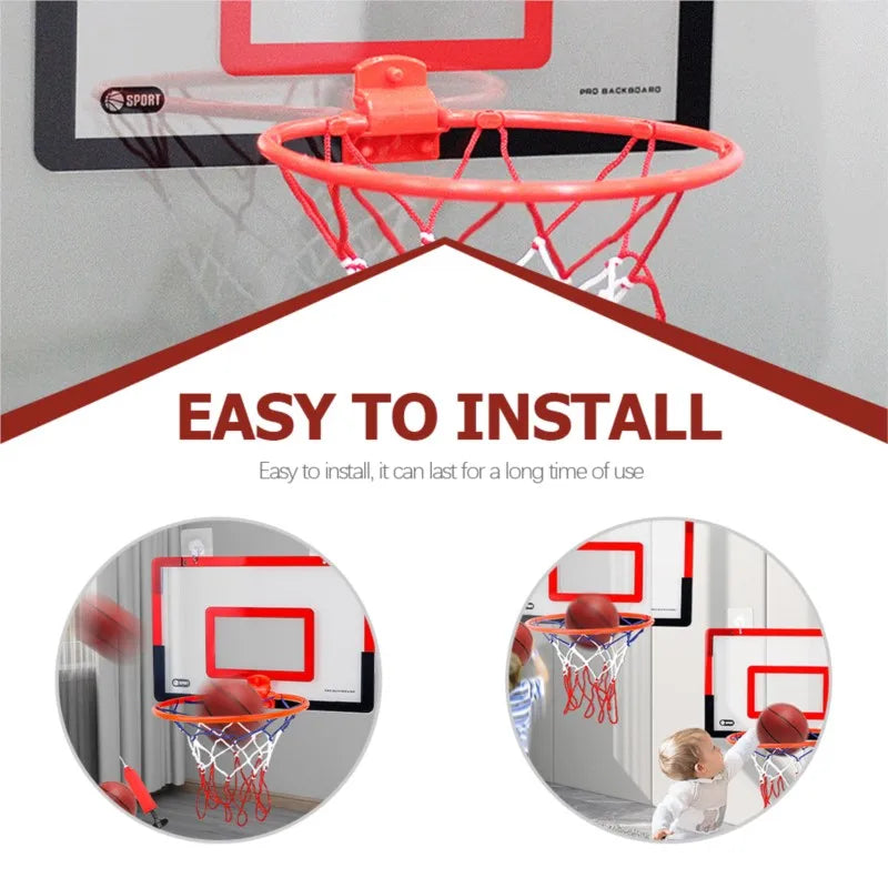 Indoor Children Safety Funny Game Kids Mini Home Exercise Basketball Hoop Set Wall Frame Stand Lifting Basket Hanging Backboard