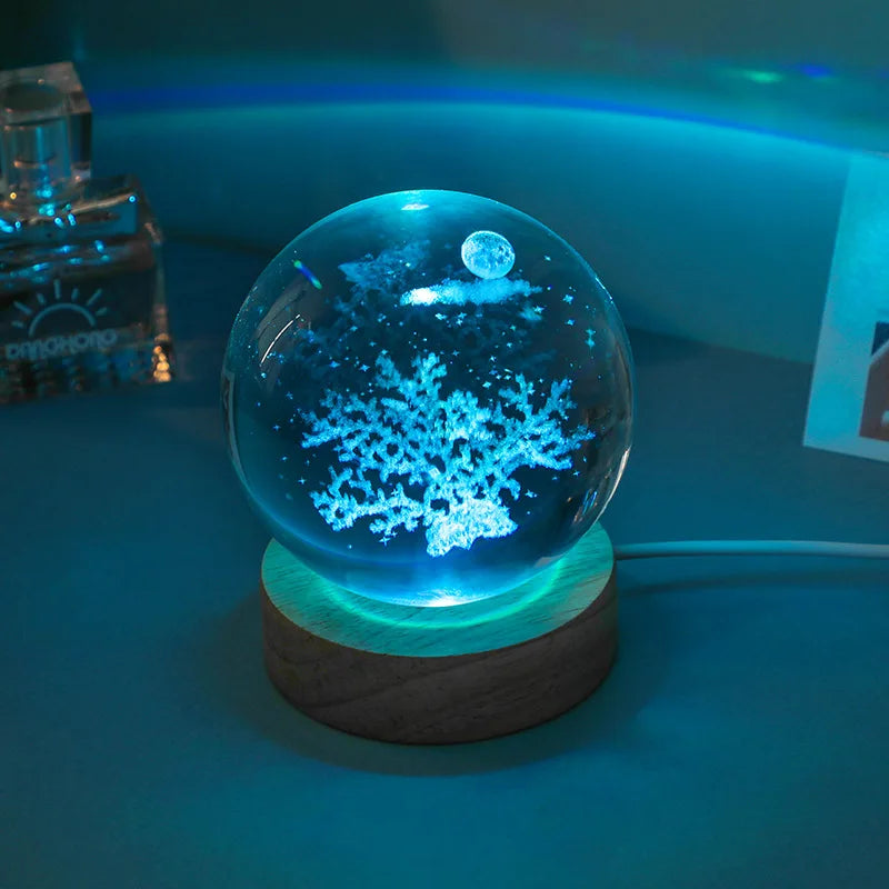 3D Crystal Lights Lamp Glowing Planetary Galaxy Night Light Crystal Ball Night Lights Bedside Light Home Decor