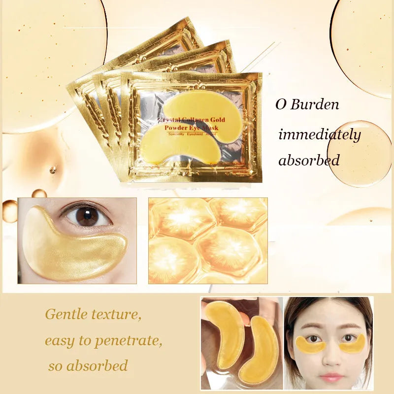 InniCare 50/60/80/100 Pcs Crystal Collagen Gold Eye Mask Dark Circles Acne