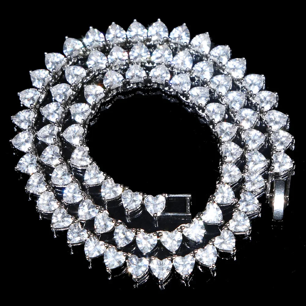 5A heart shape CZ iced necklace for women