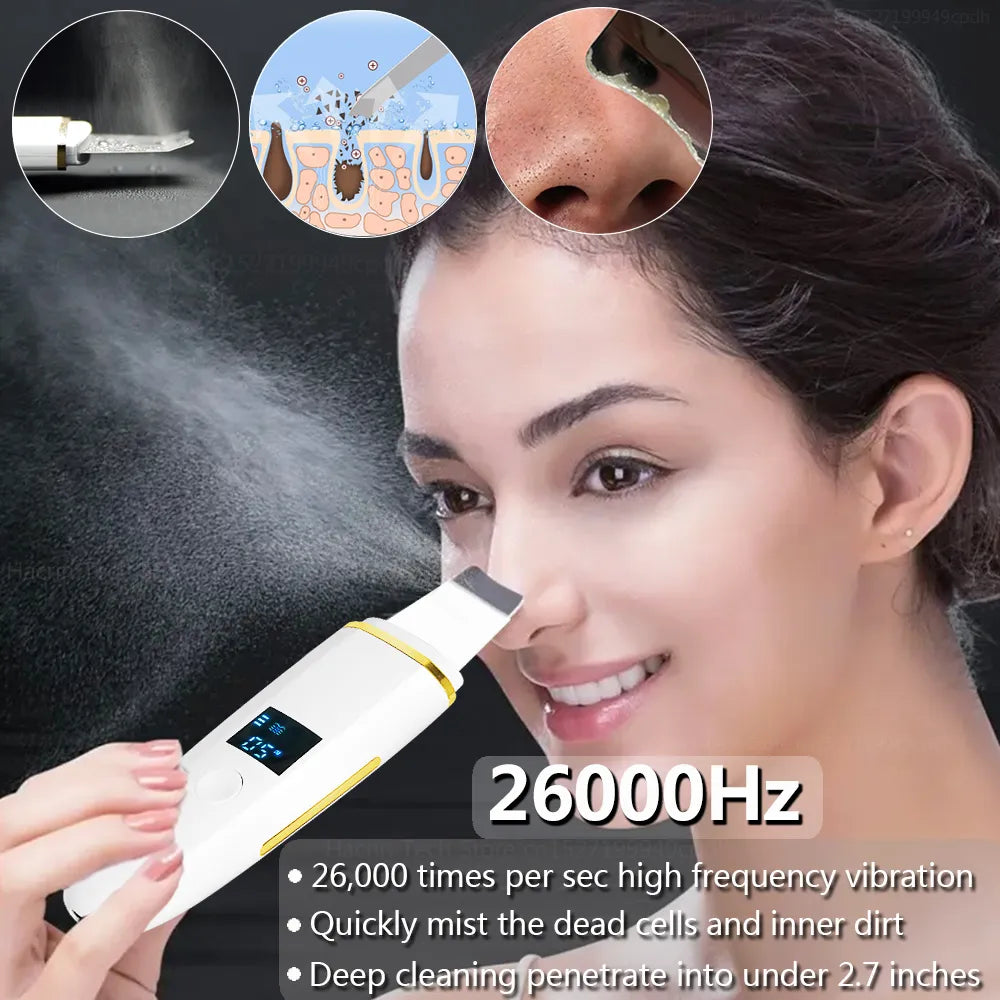 Ultrasonic Skin Scrubber Remover Blackhead Ultrasonic Peeling Facial Scrubber Shovel Deep Cleaning Face Lifting Remove Pore Acne