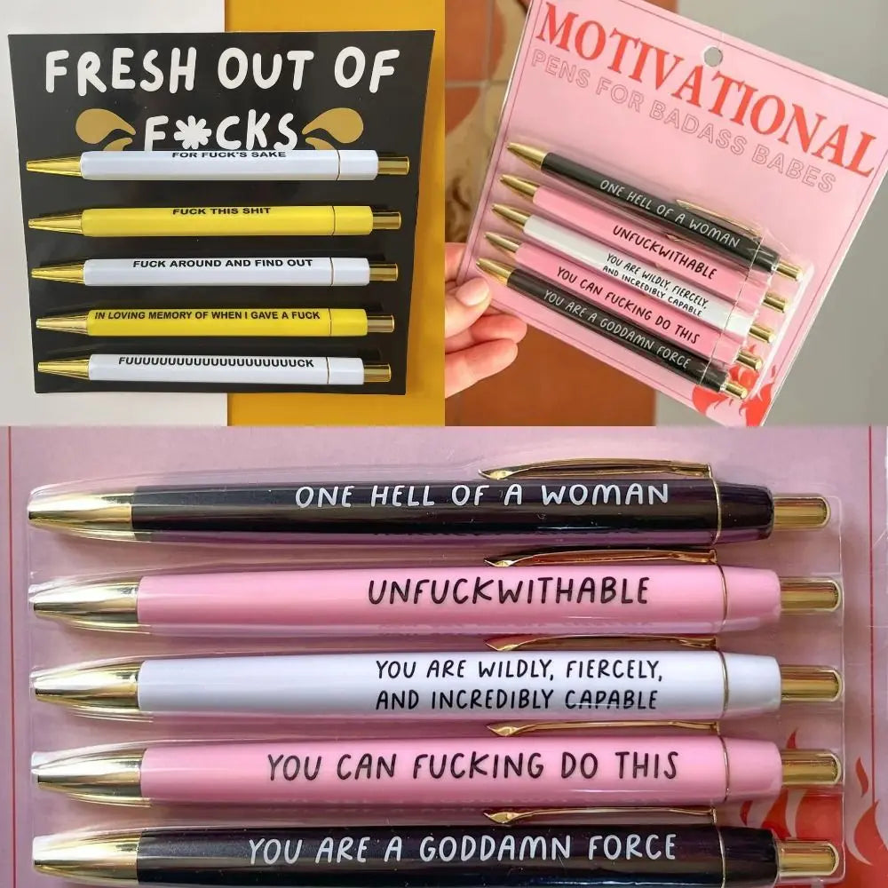 Push Type Motivational Badass Pen Creative Plastic Stationery Signature Pens Funny Neutral Pens School