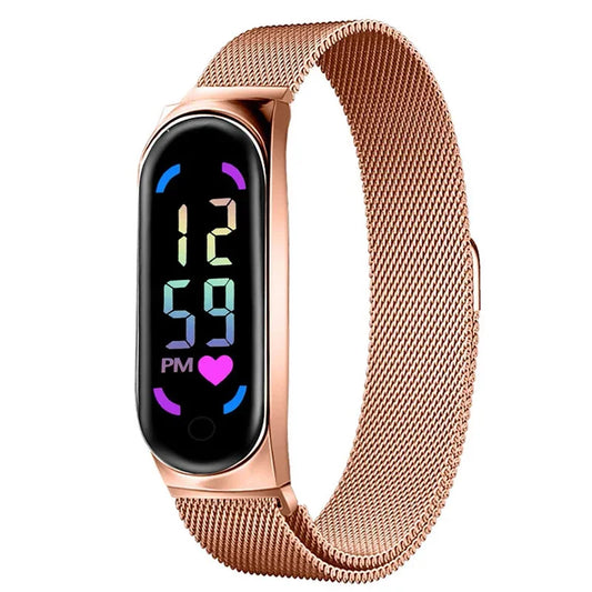 New LED Women's Watch Magnetic Watchband Strap Waterproof