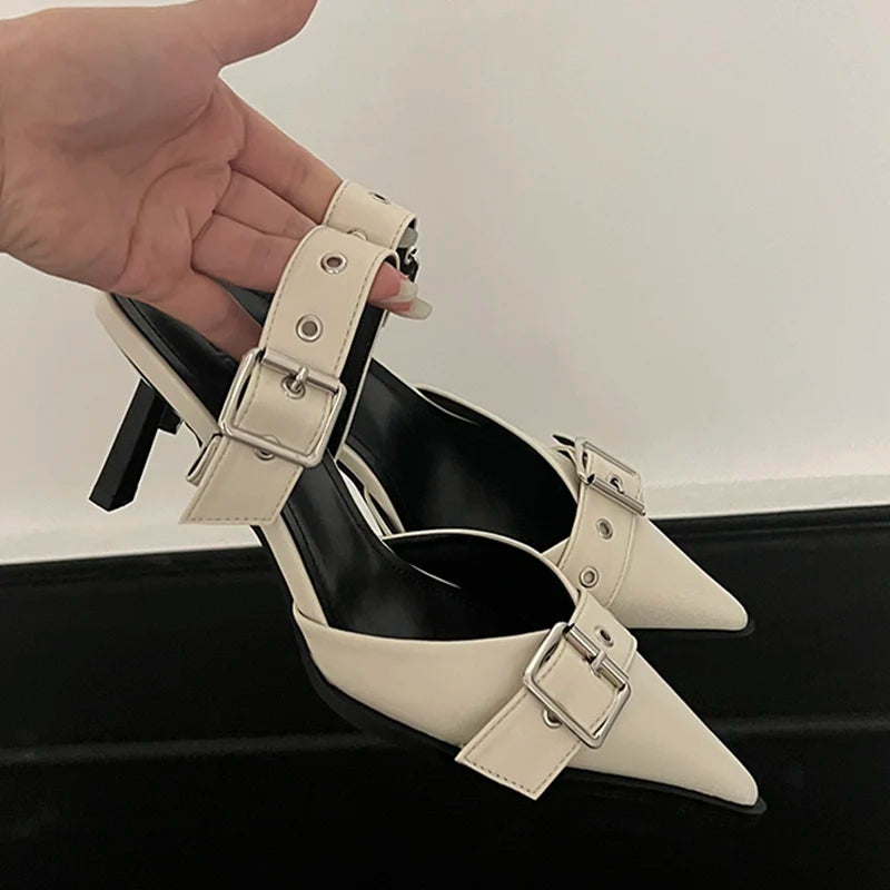 Metal Buckle High Heels