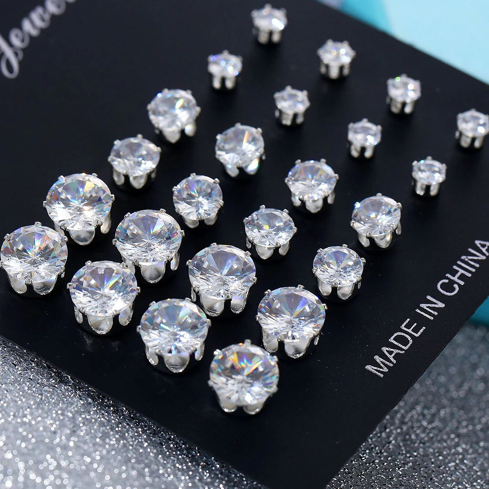 Mixed Size Cubic Zircon Earrings Set