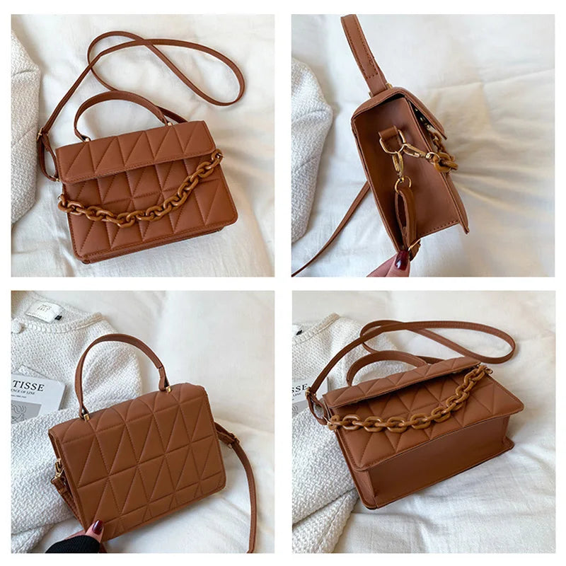 Solid crossbody chain bag