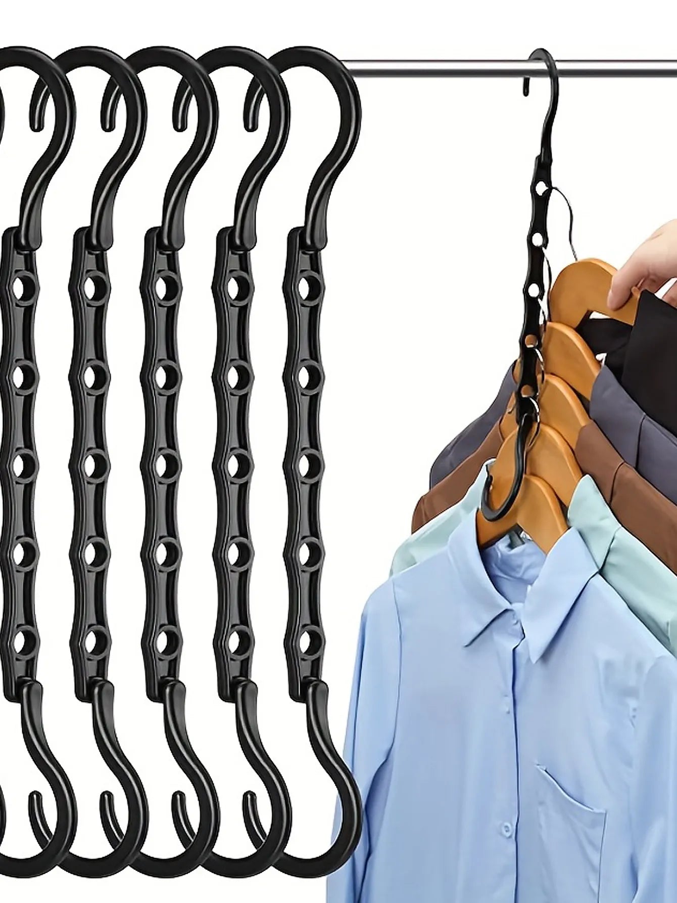 Space Saving Storage Hangers Multifunction Plastic Clothes Racks Rotary Organizer Hangers 5 Hole