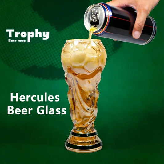 Football Soccer Trophy Shaped Beer Glass Cup Thickened Durable Sports Themed Mug for Bar Pub Party Fan Gift Home Drinkware