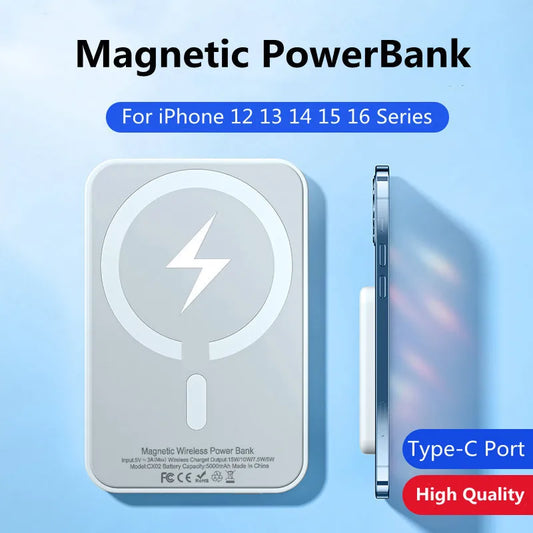 Magnetic Powerbank For Apple External Battery Type-C Prot Portable Wireless Charger for iPhone MagSafe Power Bank Spare Battery