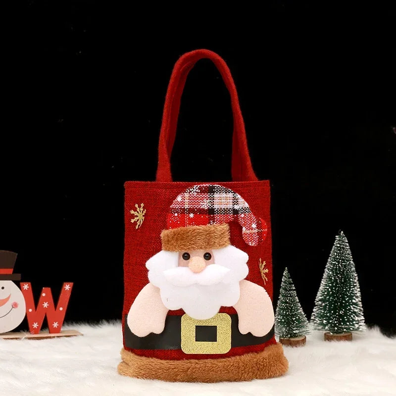 1PCS Christmas Gift Bags Handbags Tote Bags Candy Bags Snowman Bear Gift Bags Storage Bags Christmas Decoration 2024