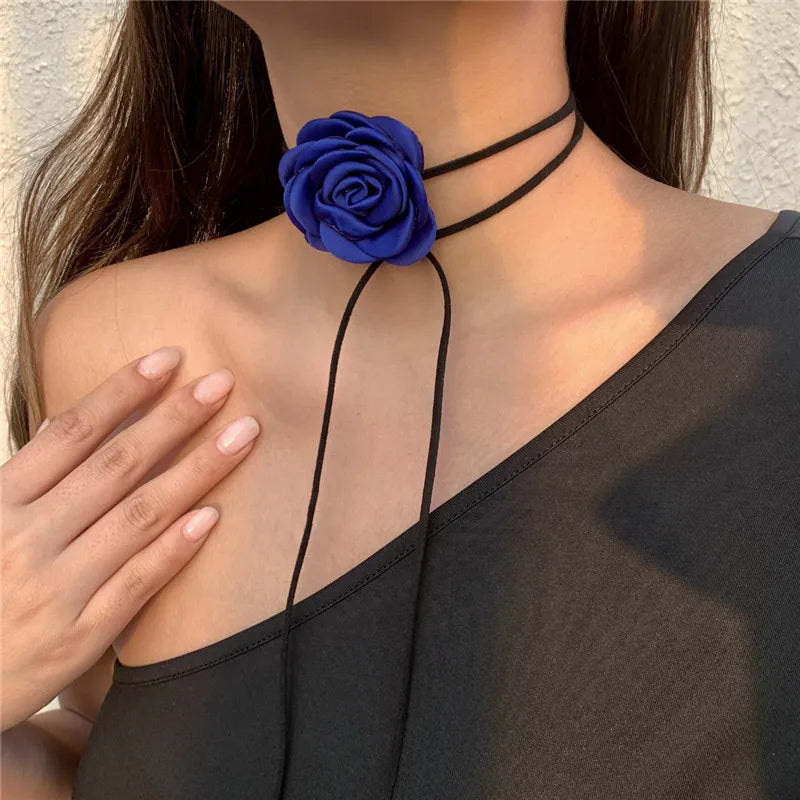 Gothic Phantom Flower Clavicle Chain Necklace for Women