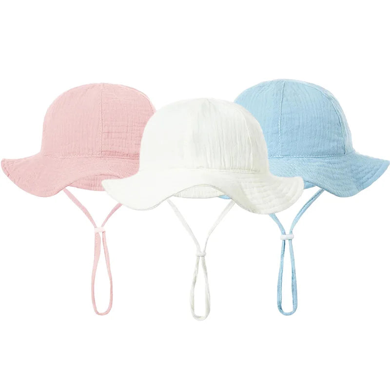 Baby Hat Solid Color Soft Cotton Bucket Hats for Girls Boys Spring Summer Infant Fisherman Cap Newborn Accessories 0-12 M