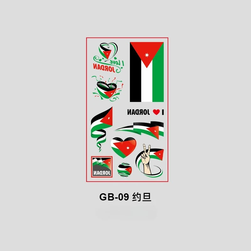 10Pcs Waterproof National Flag Temporary Tattoos for 2026 World Cup Face Body Stickers for Football Fans Match Day Decorations