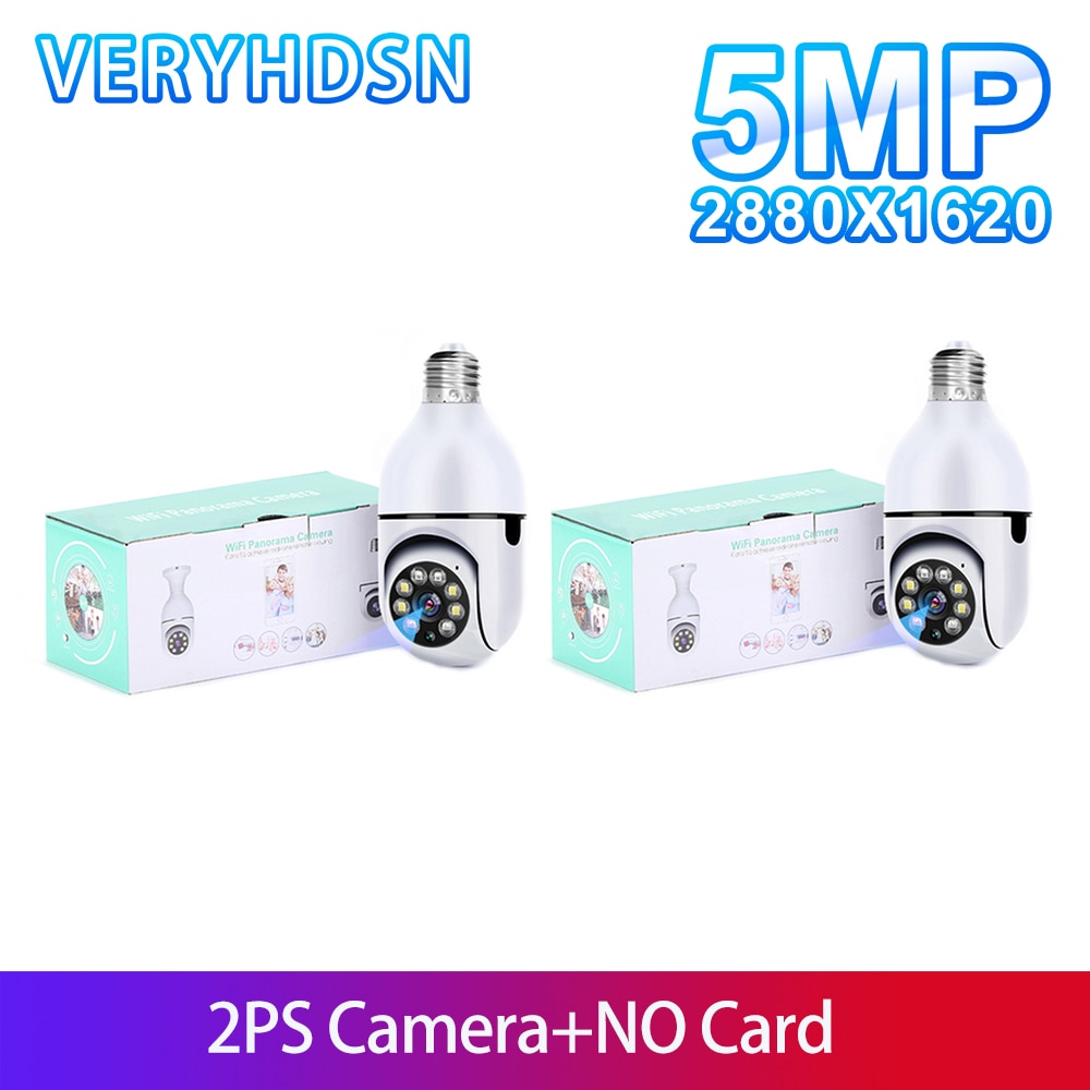 5G Wifi 5MP E27 Bulb Surveillance Camera Indoor 4X Digital Zoom AI Human Detect Full Color Night Vision Wireless Cam Smart Home