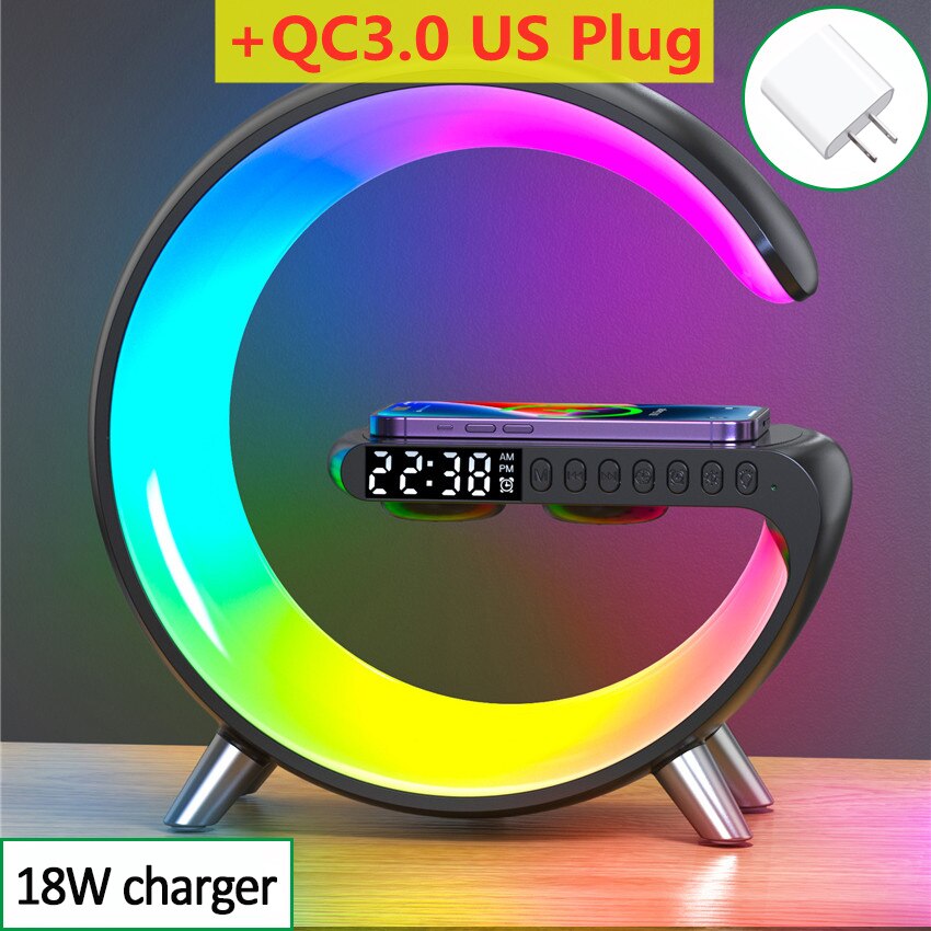 Multifunctional Wireless Charger Stand Alarm Clock Speaker