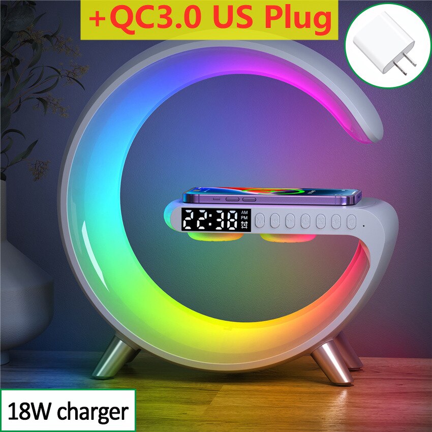 Multifunctional Wireless Charger Stand Alarm Clock Speaker