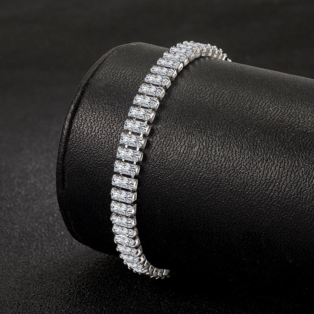 925 Sterling Silver Bracelet Elegant Zircon Crystal Fashion Jewelry For Women