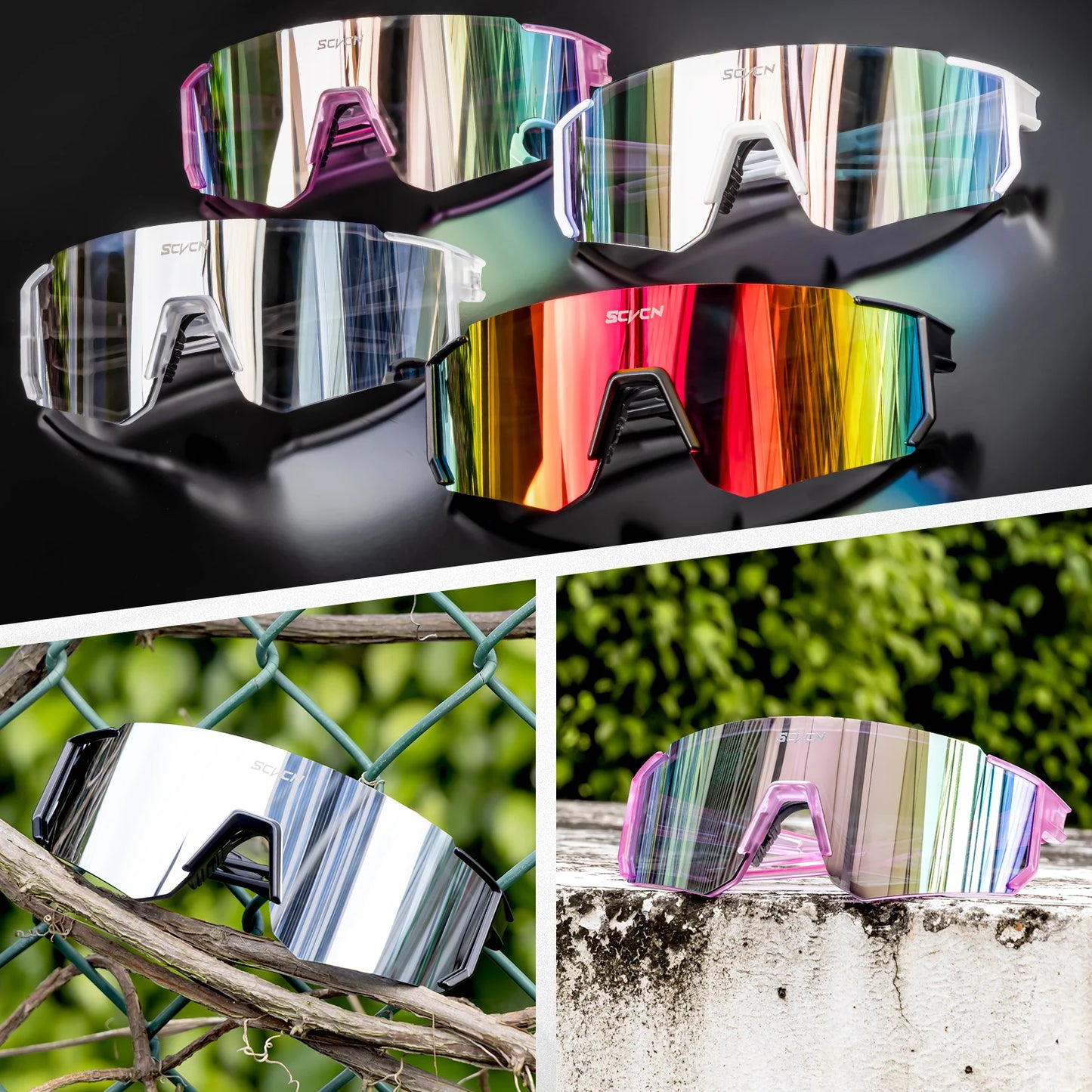 SCVCN Fashion Street Sunglasses for Men and Women Sport Y2K Cycling