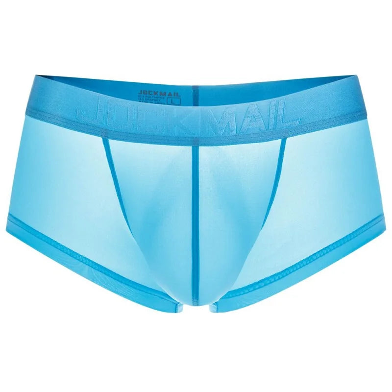 Sexy Ultra-thin Ice Silk Material Men's Underwear Fashion Solid Color Boxer Briefs Summer Cool and Breathable Male Trunks