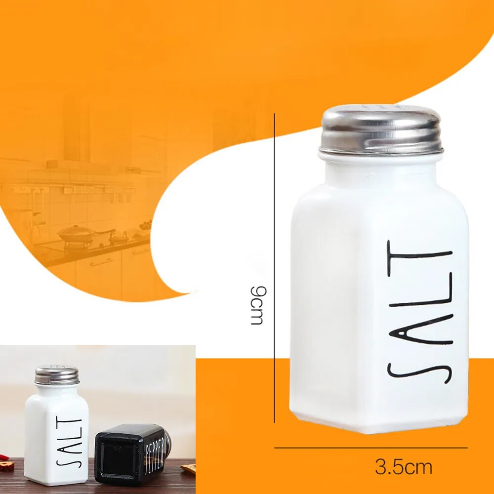 2Pcs/Set Glass Seasoning Bottle Black And White Salt Pepper