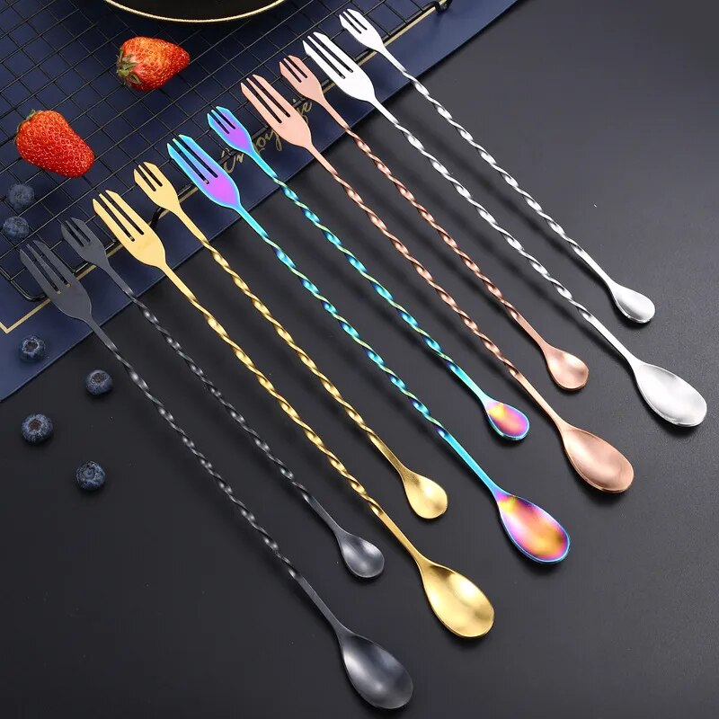 36/32.2cm Spiral Bar Cocktail Spoon Stainless Steel Bartender Stir Spoons Muddlers Whisky Drinks Mixing Rod Kitchen Accessories