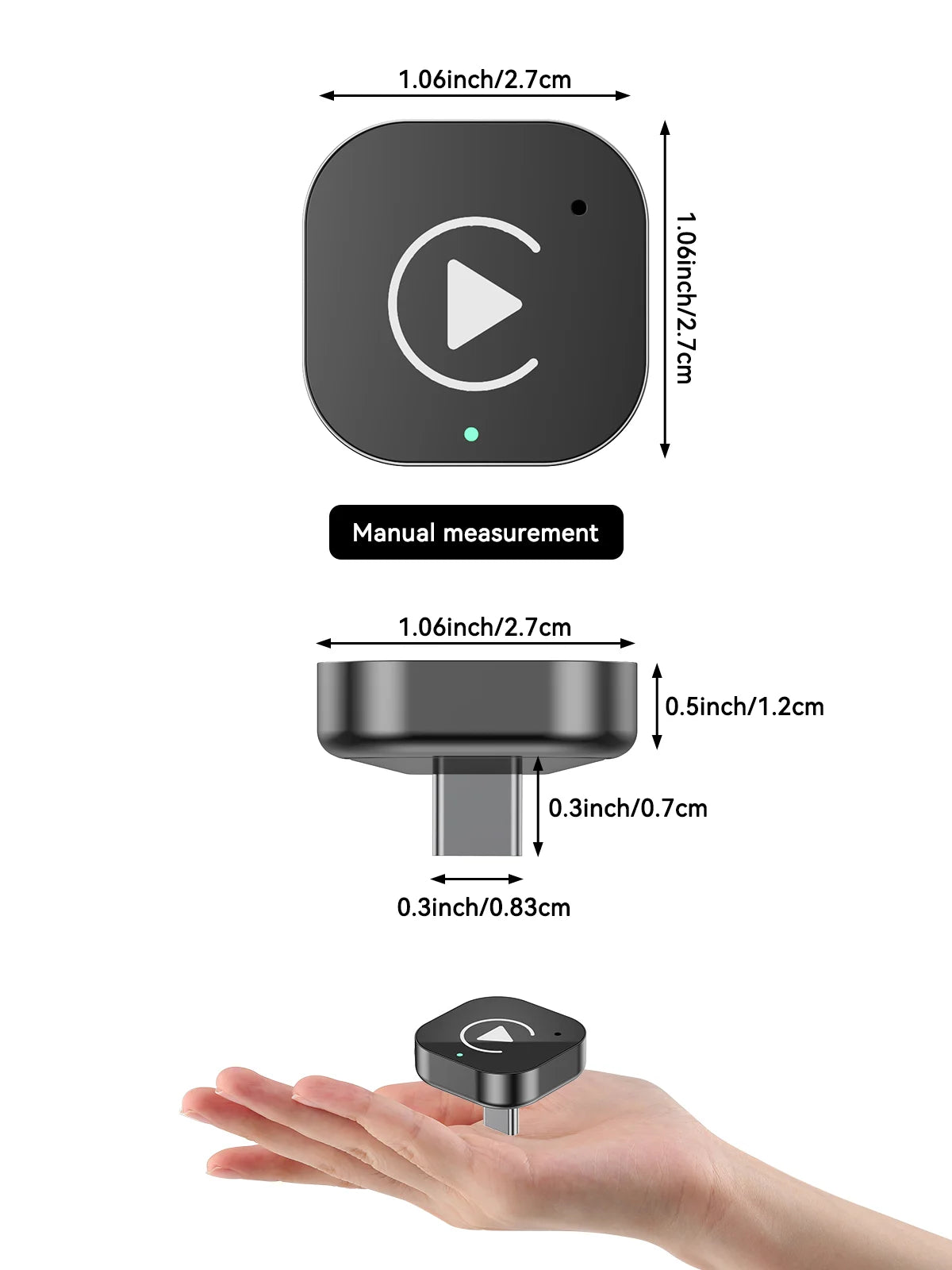 （Type-C）2 in 1 carplay Dongle, Wireless CarPlay Apapter USB C / Android Auto USB C For Converts Wired to Wireless Plug & Play