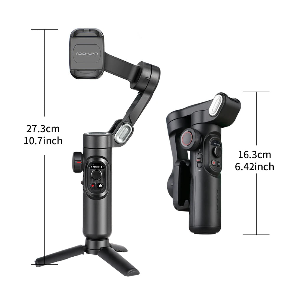 AOCHUAN Smart XE 3-Axis Handheld Gimbal Stabilizer for Smartphone with Fill Light for iPhone Android Face Tracking Tiktok Vlog