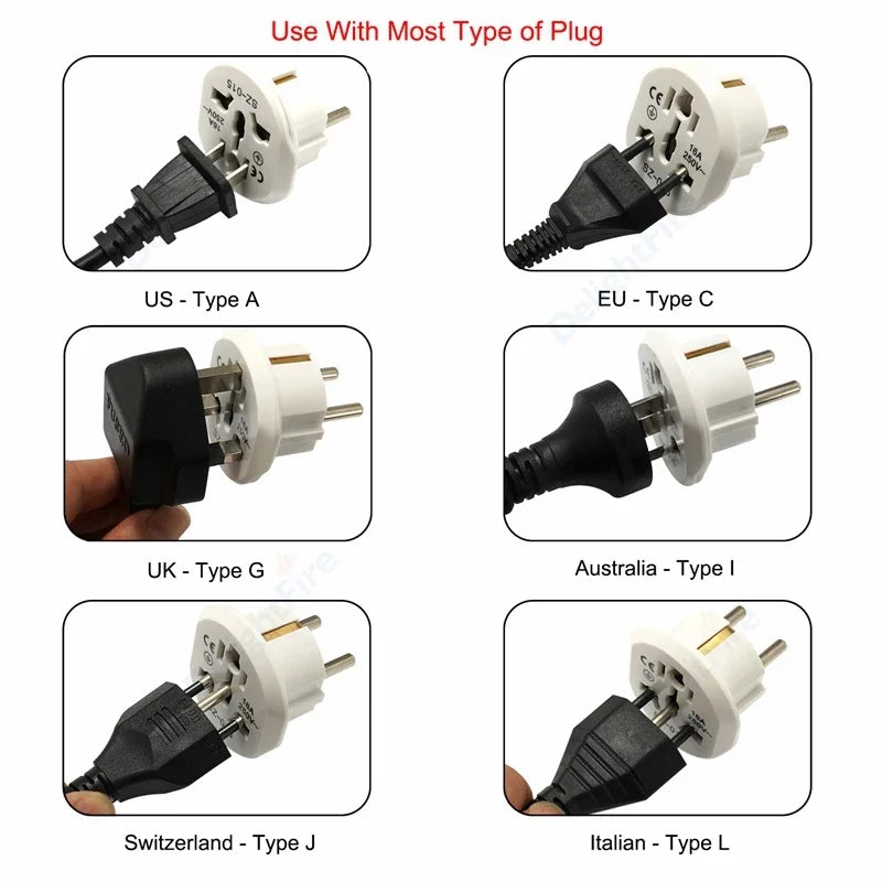 EU Plug Adapter Universal 16A EU Converter 2 Round Pin Socket AU UK CN US To EU Wall Socket AC 250V Travel Adapter High Quality