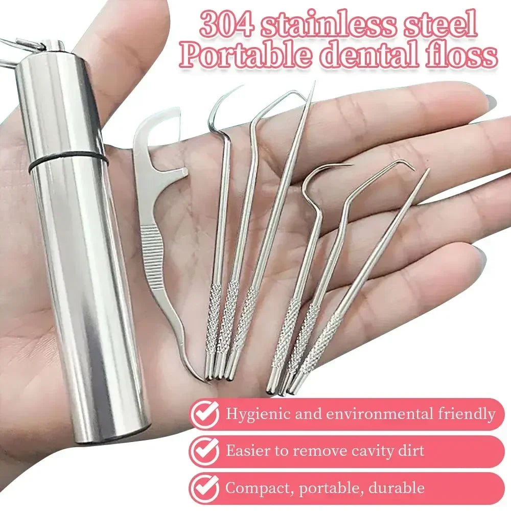 Stainless Steel Toothpick Set Reusable